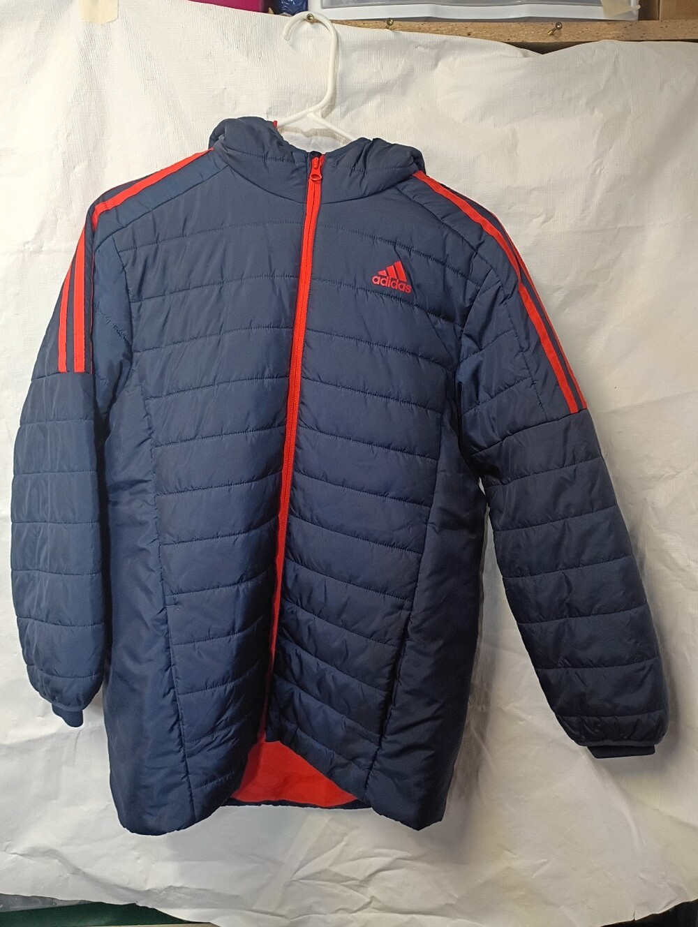 adidas Navy Jacket with Red Trim and Hood